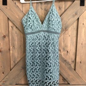 Teal Lace Midi Dress
